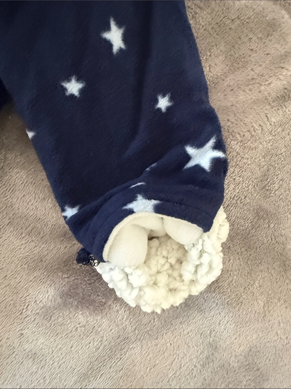 Old Navy Navy Star Fleece Hooded One-Piece with Sherpa Trim